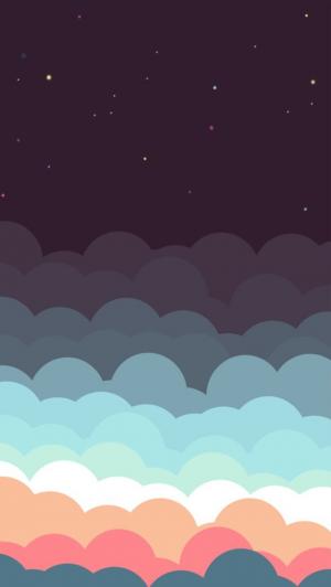 彩云和星星的插图iPhone 5壁纸