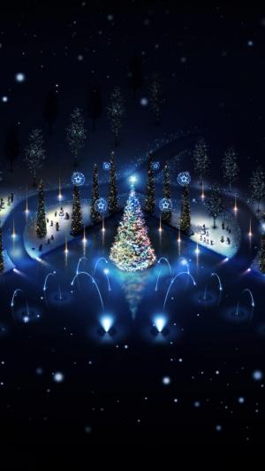 蓝色圣诞树闪电iPhone 5壁纸
