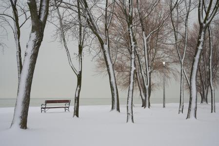 凄清寂寥的冬季雪景