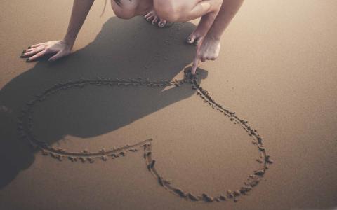 心脏沙海滩夏天爱Mac壁纸