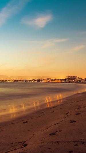 海滩夏季晚上沙金浪iPhone 6+高清壁纸