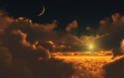 太阳和月亮的Mac壁纸