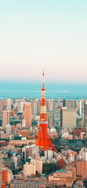 唯美的东京塔景色
