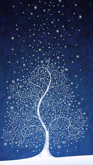 Swirly蓝色圣诞树iPhone 5壁纸