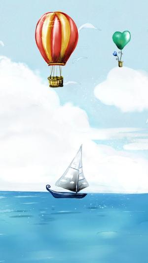 船和气球iPhone 5壁纸
