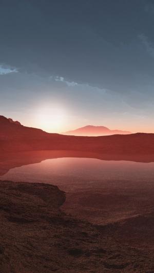 死湖iPhone 5壁纸的红色日落