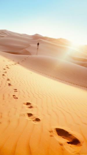 人的脚印沙漠iPhone 6加高清壁纸
