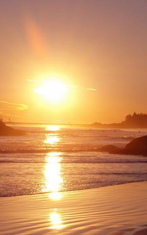 日落海滩海反射iPhone 6加高清壁纸