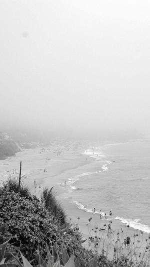 黑白海滩岸顶视图iPhone 5壁纸