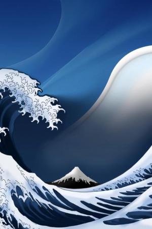 日本海浪绘制iPhone壁纸