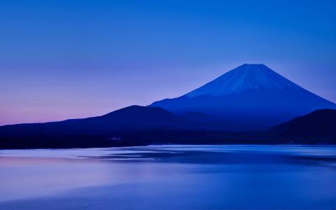 湖Motosu和富士山Mac壁纸