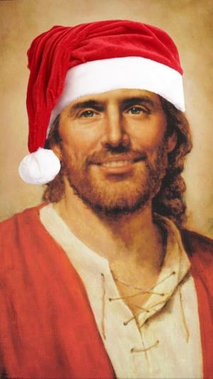 耶稣基督圣诞老人帽子iPhone 5壁纸