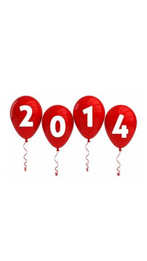 新年快乐2014年派对气球iPhone 5壁纸