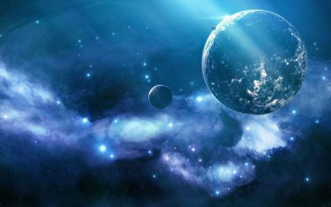 星球和星云组成的梦幻宇宙