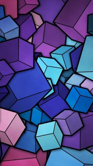 抽象蓝色青色紫色立方体iPhone 6加上HD墙纸