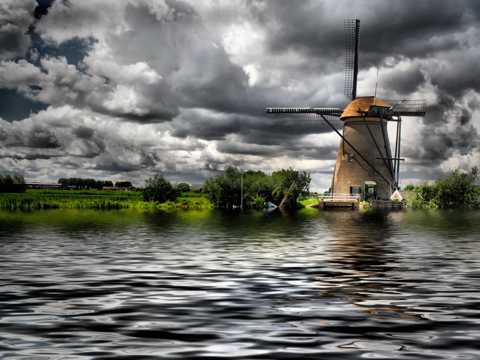 荷兰风车江河图片