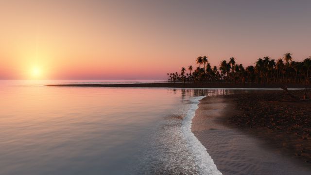 夕阳下的静美海滩