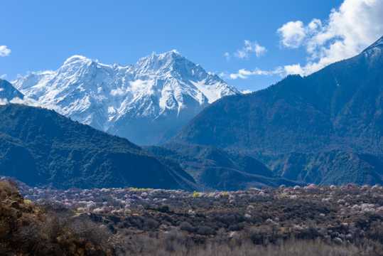西藏林芝魁梧雪山自然风光图片