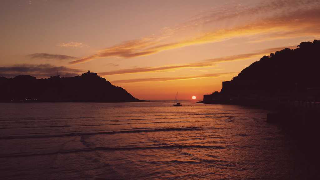 海洋斜阳落日美景图片