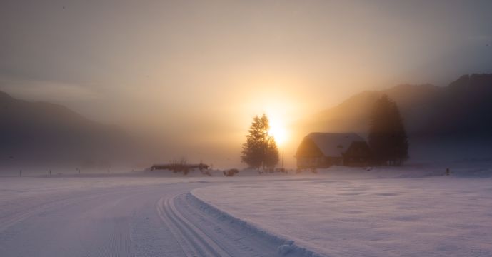 冬日朝阳景色图片