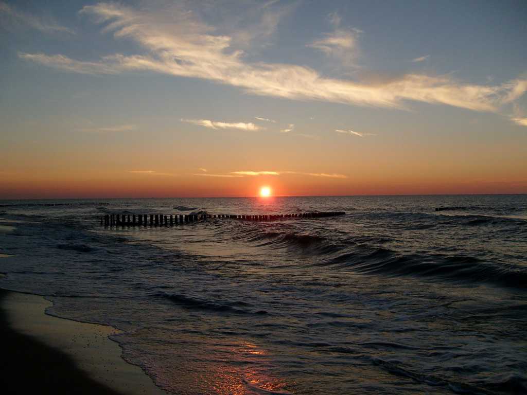 唯美的海面落日图片