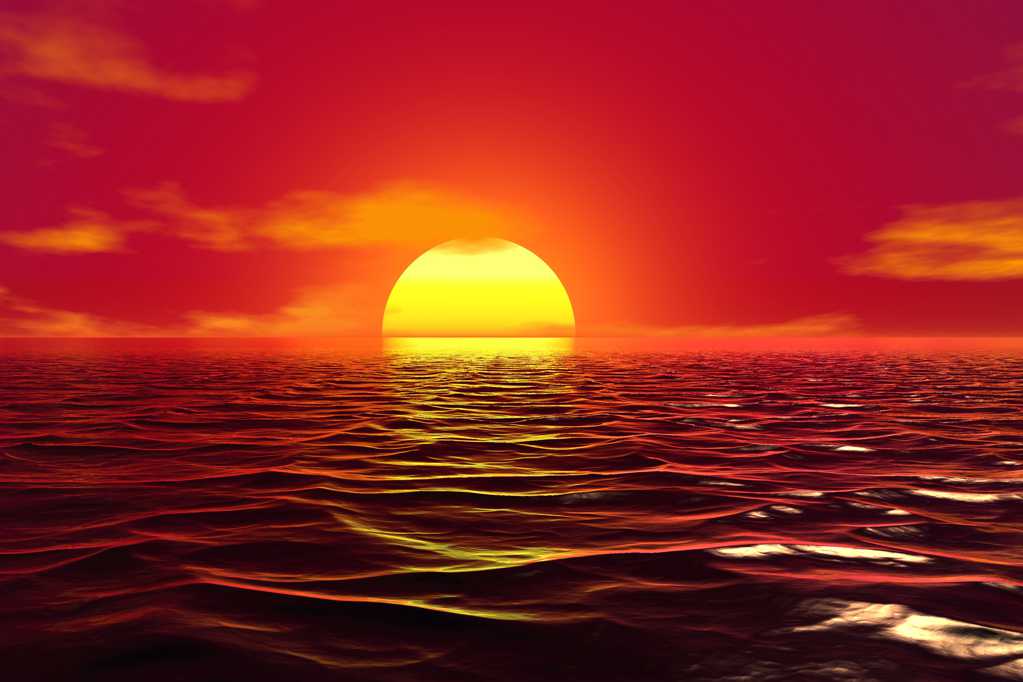 红日升起的海平面
