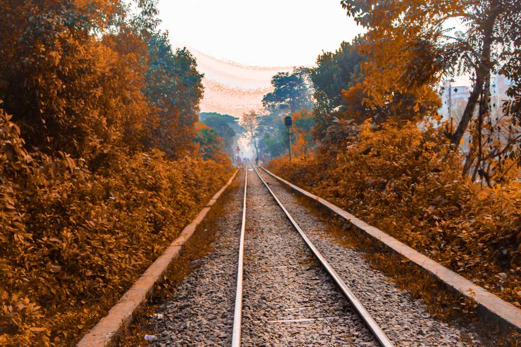 秋日铁路景观图片