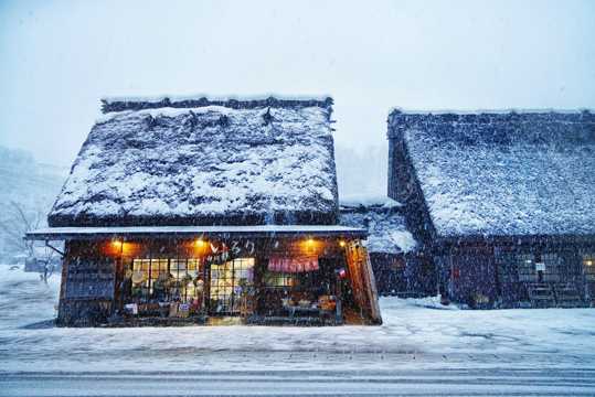 日本白川乡雪景景象图片