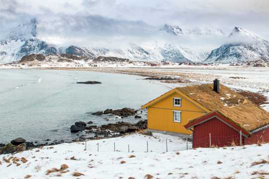 冬日挪威小镇景致图片