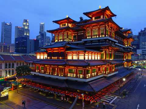 新加坡佛牙寺建筑风光