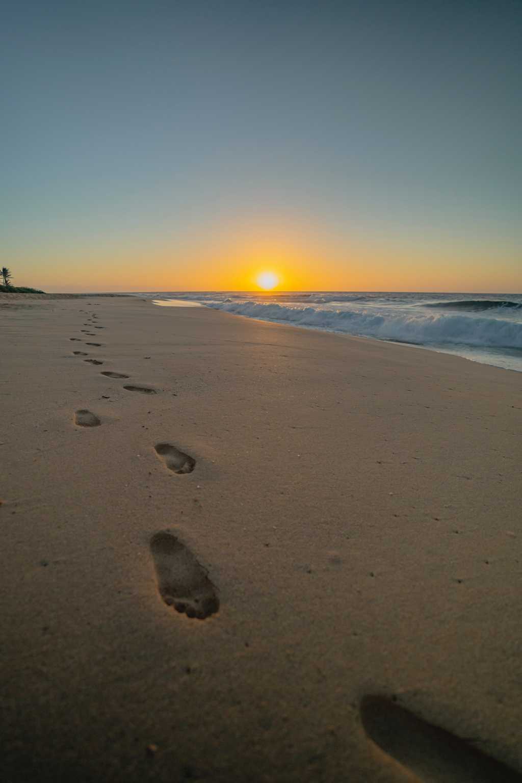 海滨海滩脚印图片