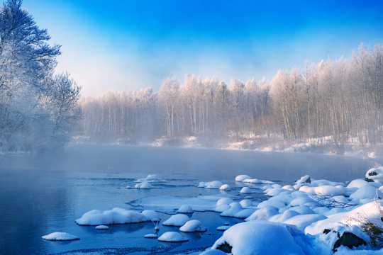 黑龙江库尔滨河的冬季景色图片