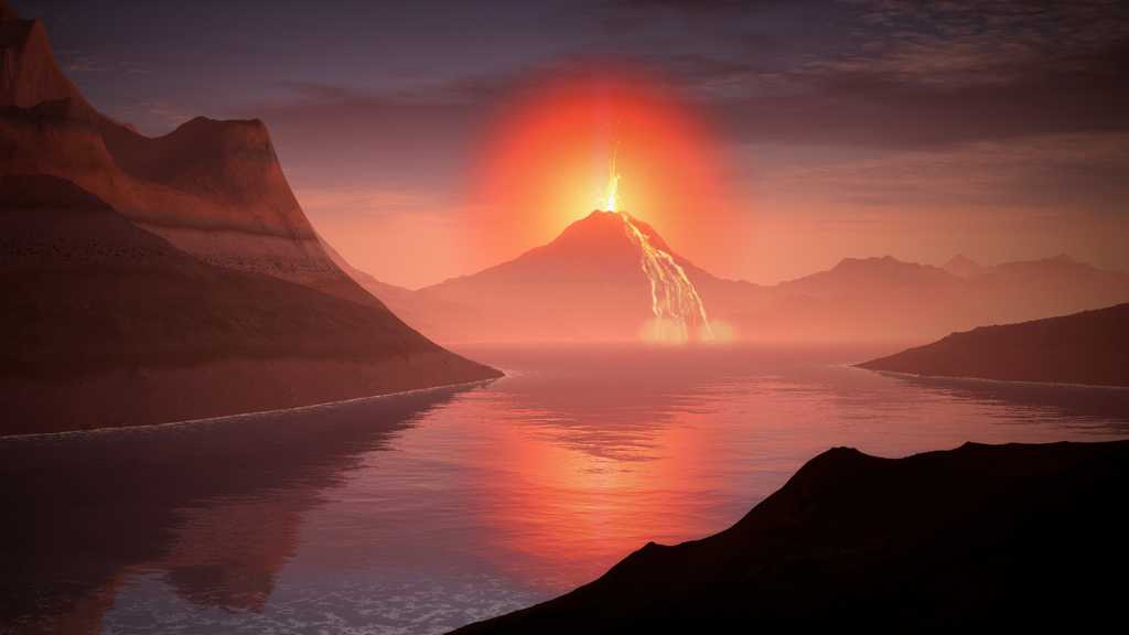 火山爆发山川景象图片