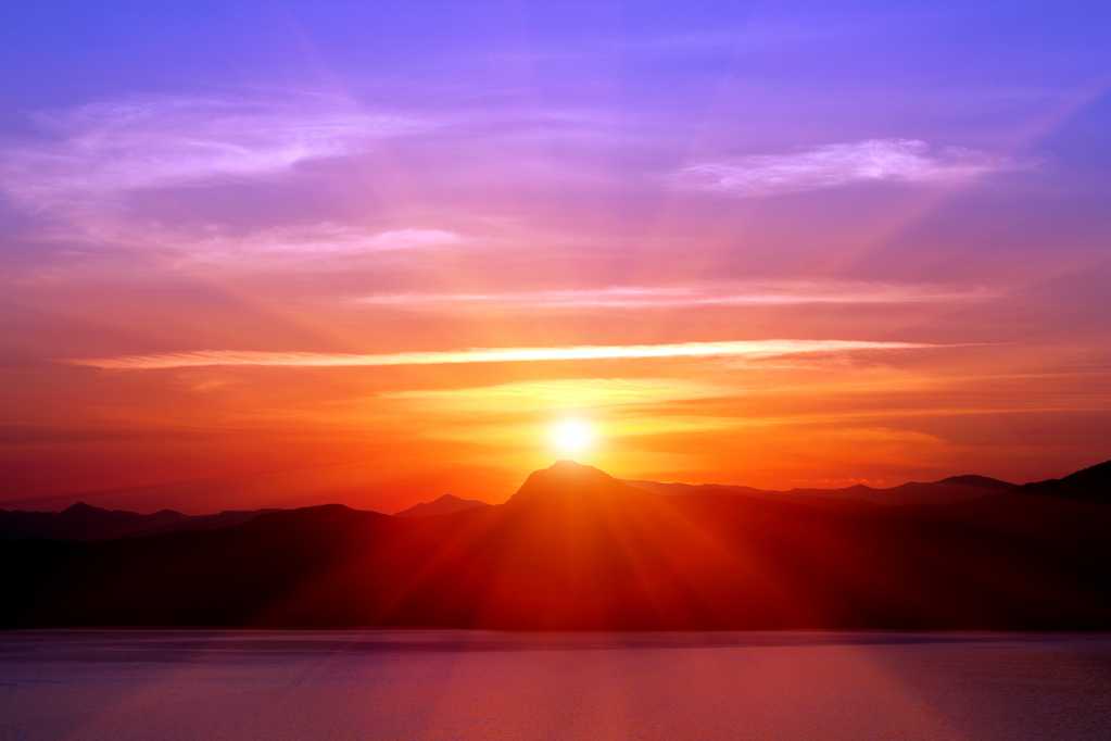 紫色夕阳落日图片