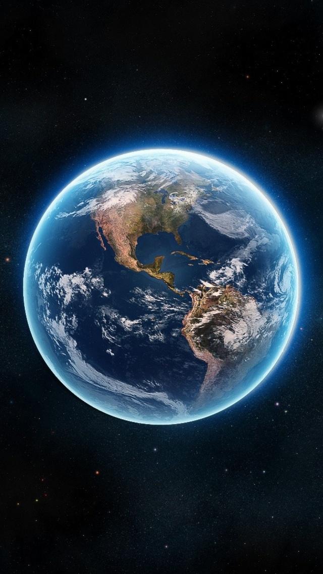 发光的行星地球图iPhone 5壁纸