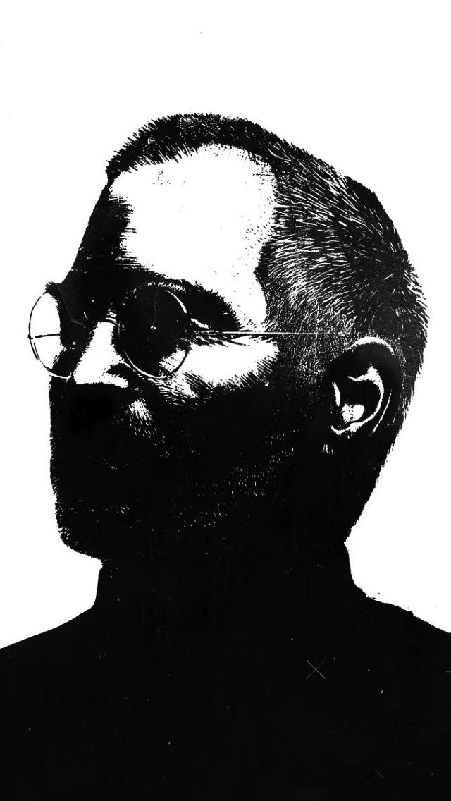 史蒂夫乔布斯黑白插图iPhone 5壁纸