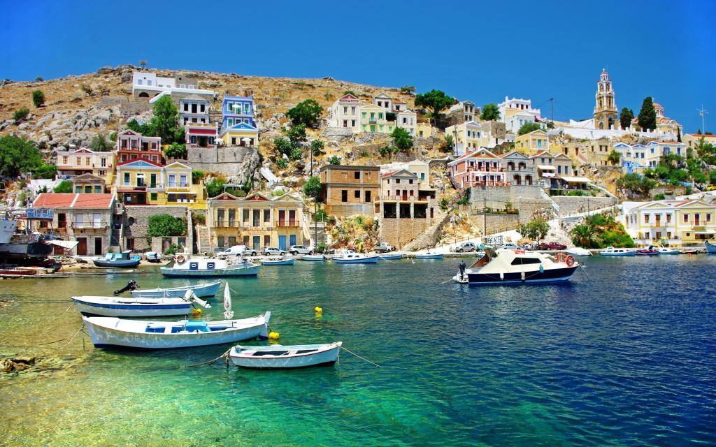 希腊海岸查看Mac壁纸