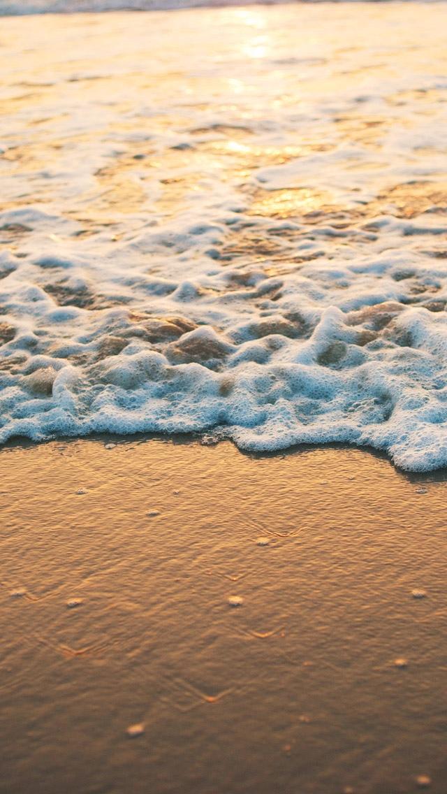 果阿海滩泡沫波夕阳iPhone 5壁纸