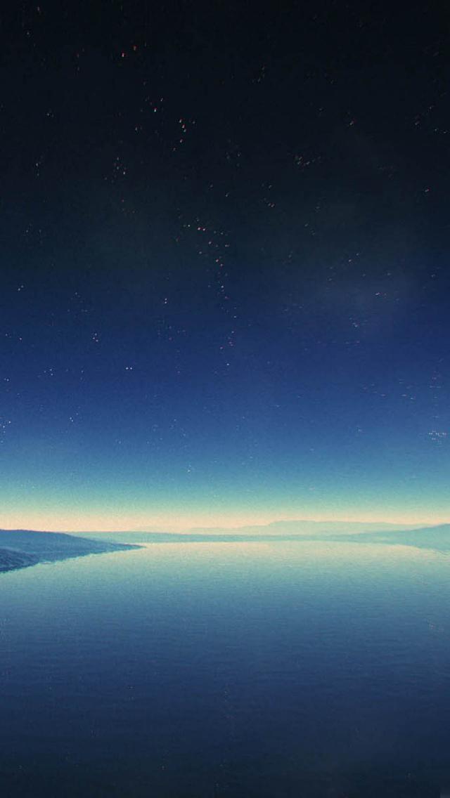 湖iPhone 5壁纸的夜空星星