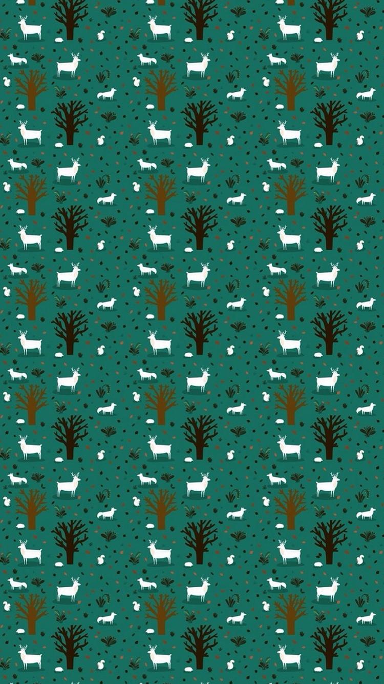 森林树木鹿模式iPhone 6壁纸