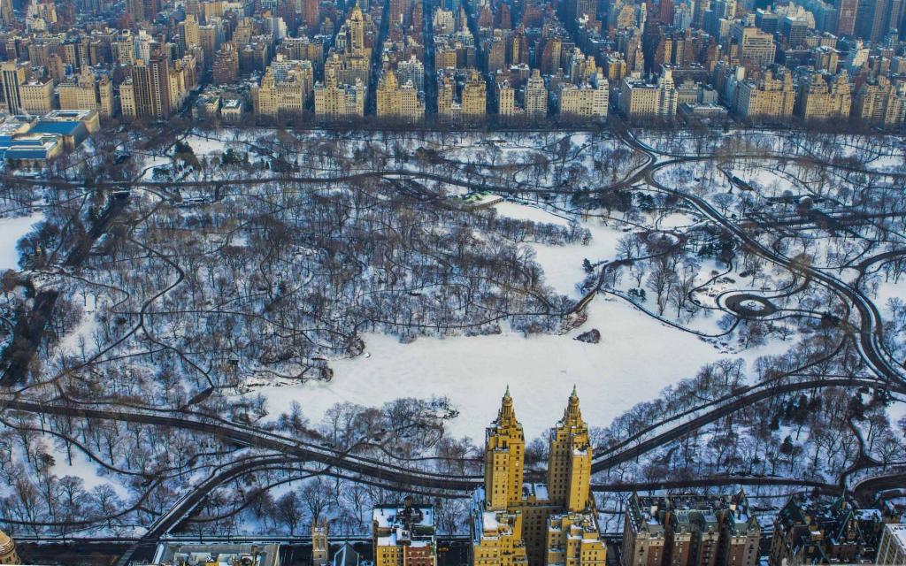 中央公园冬季航拍Mac壁纸
