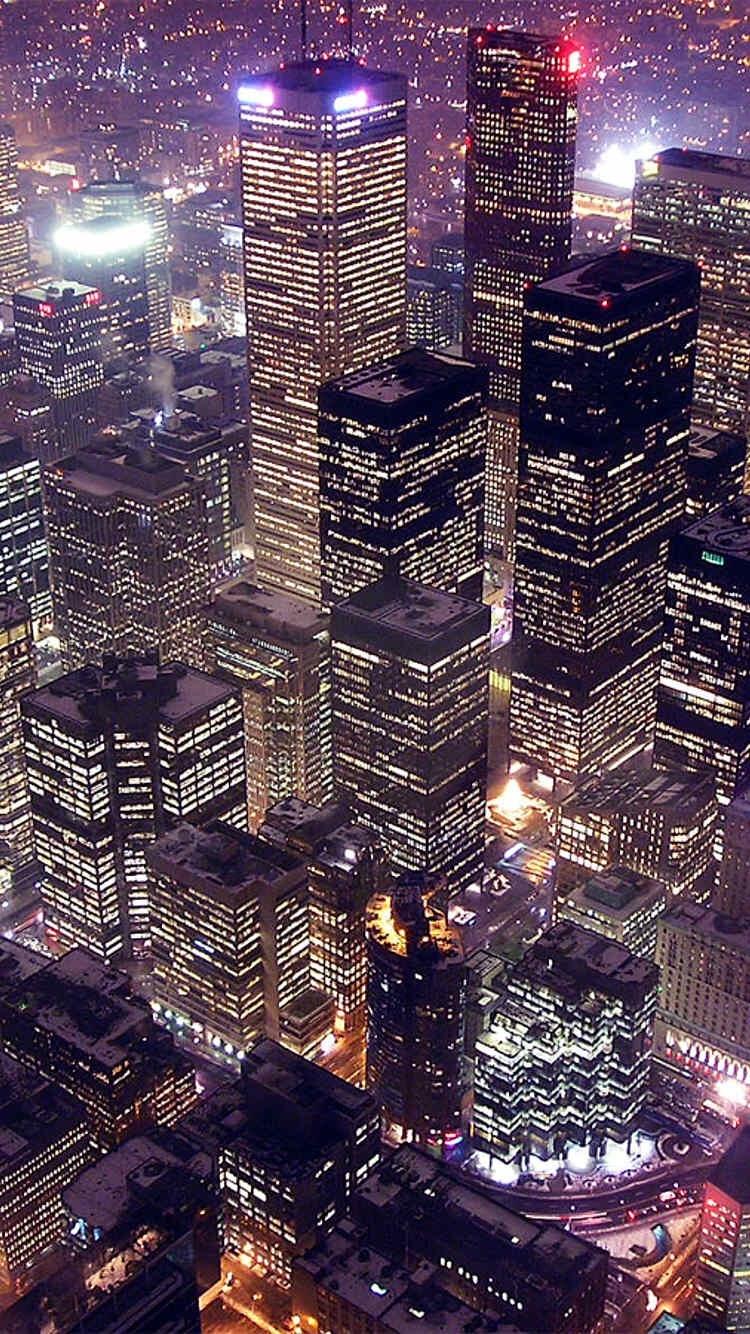 城市在晚上点燃iPhone 6墙纸