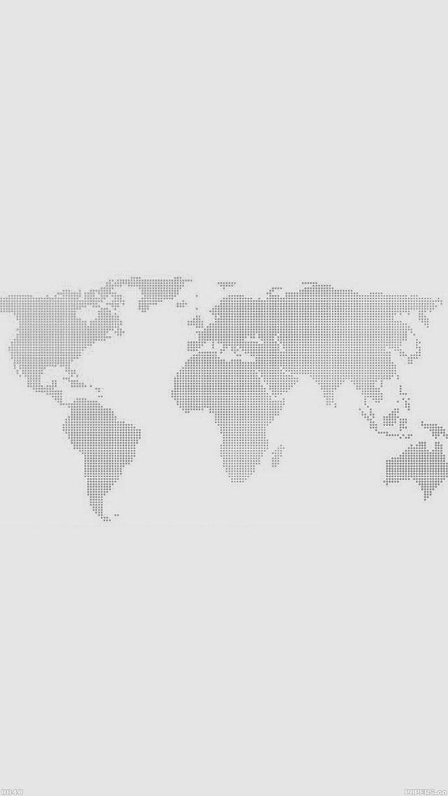 世界地图浅灰色简单的平面插图iPhone 5壁纸