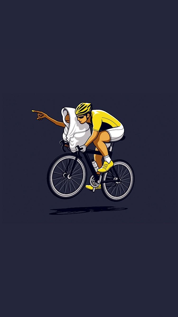 ET骑自行车有趣的插图iPhone 6壁纸