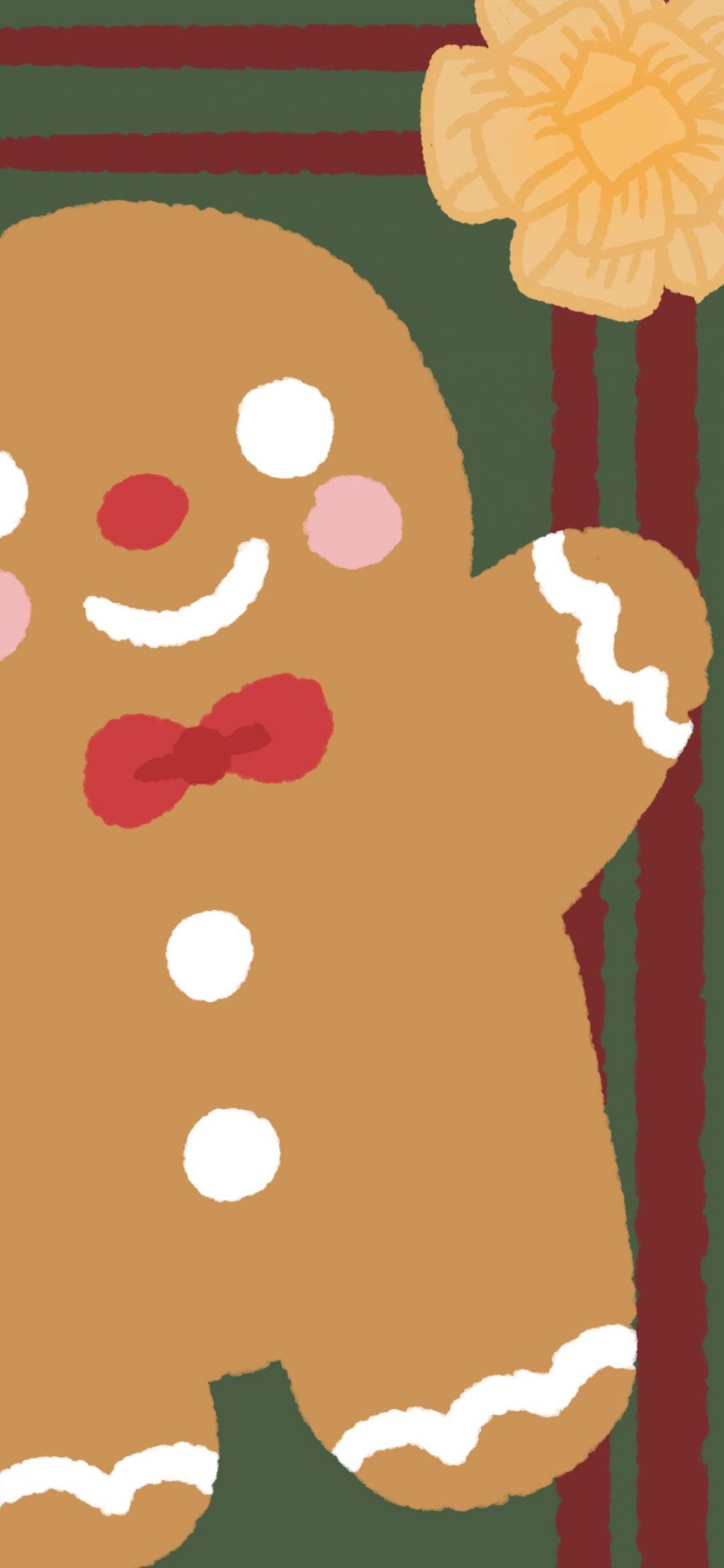 圣诞节可爱手绘姜饼人背景