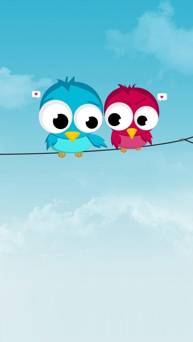 可爱的Twitter鸟类iPhone 5壁纸