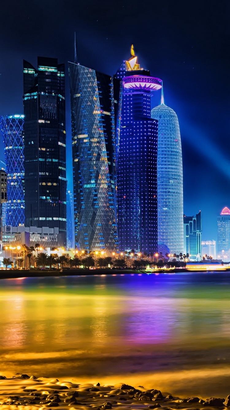 多哈卡塔尔天际线iPhone 6壁纸