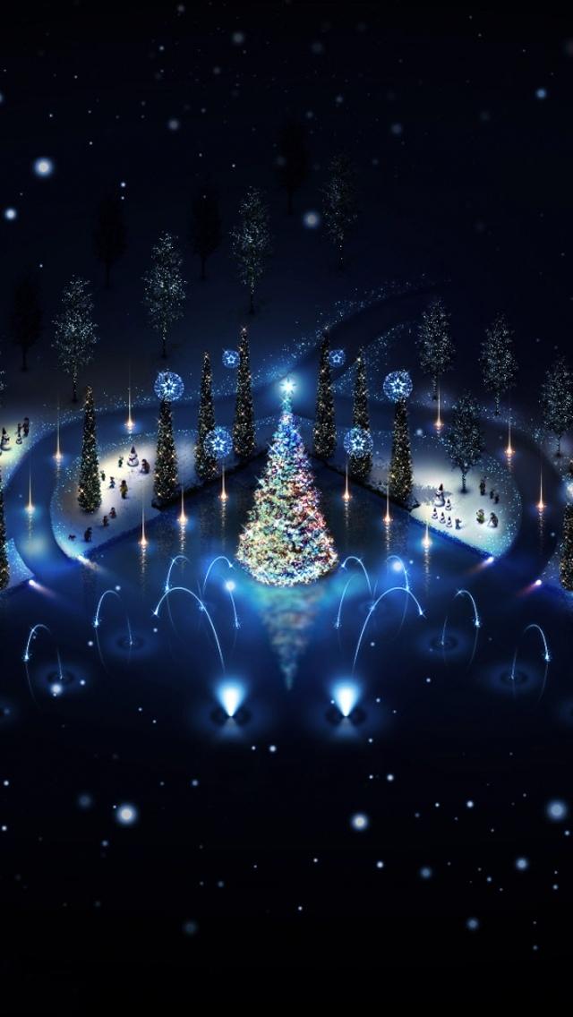 蓝色圣诞树闪电iPhone 5壁纸