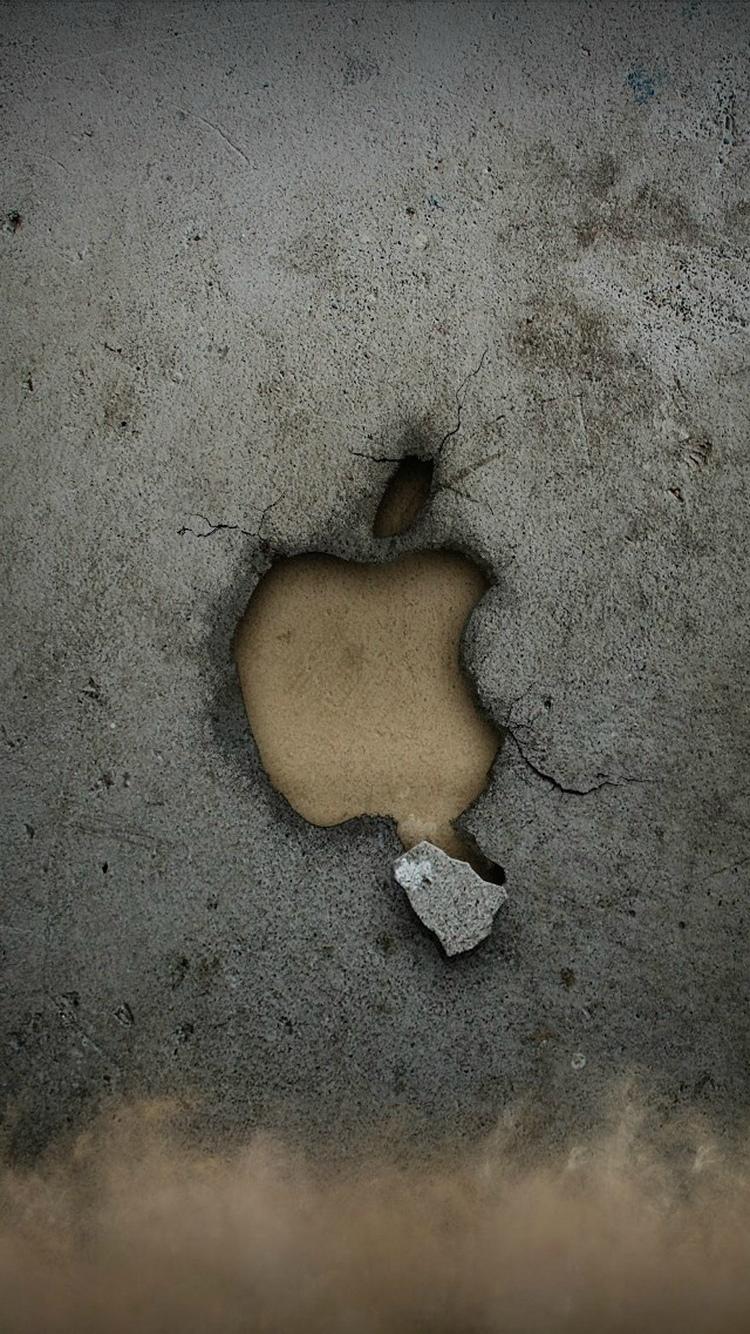 破碎的苹果商标墙壁iPhone 6墙纸