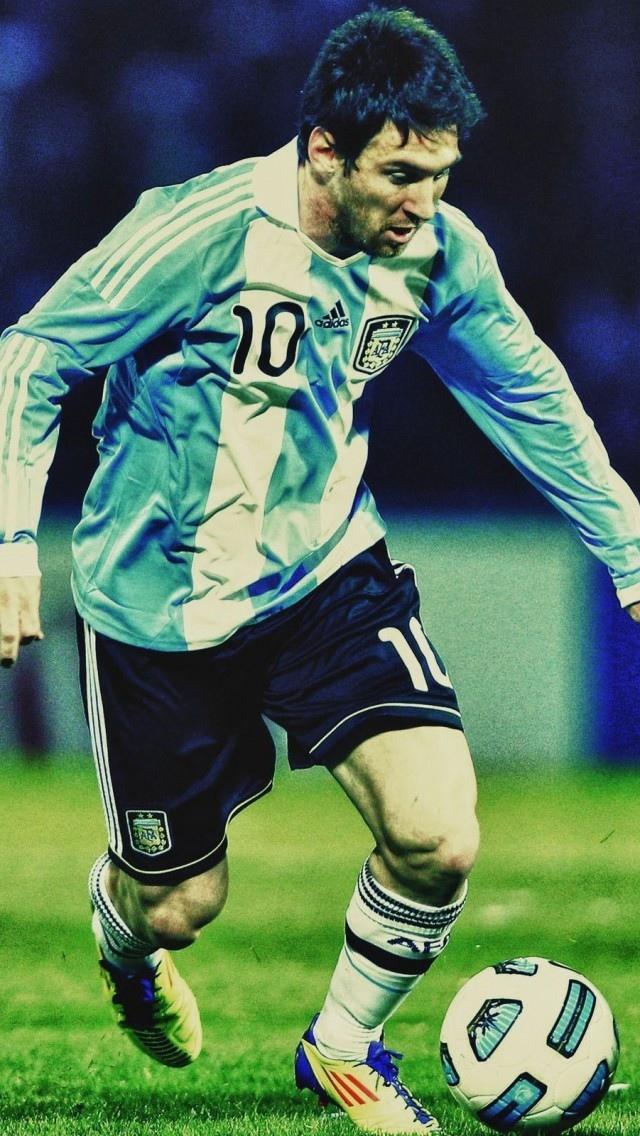 莱昂内尔·梅西在行动世界杯2014年iPhone 5壁纸